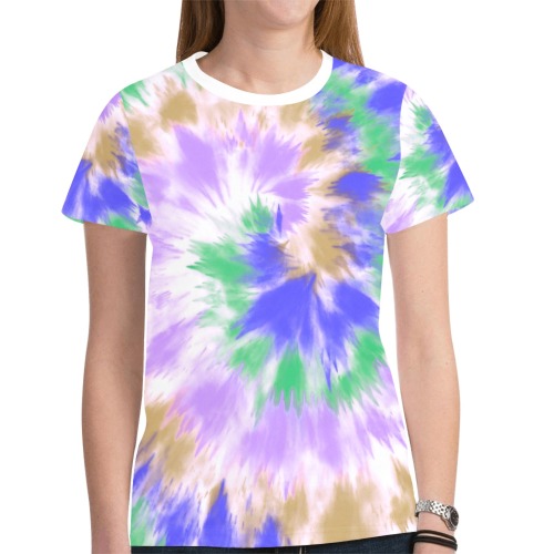 Tie dye lilac spirals 9 New All Over Print T-shirt for Women (Model T45)