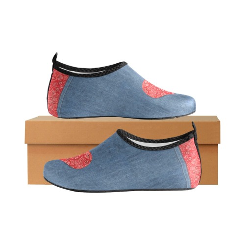 Bandana Heart on Denim-Look Kids' Slip-On Water Shoes (Model 056)