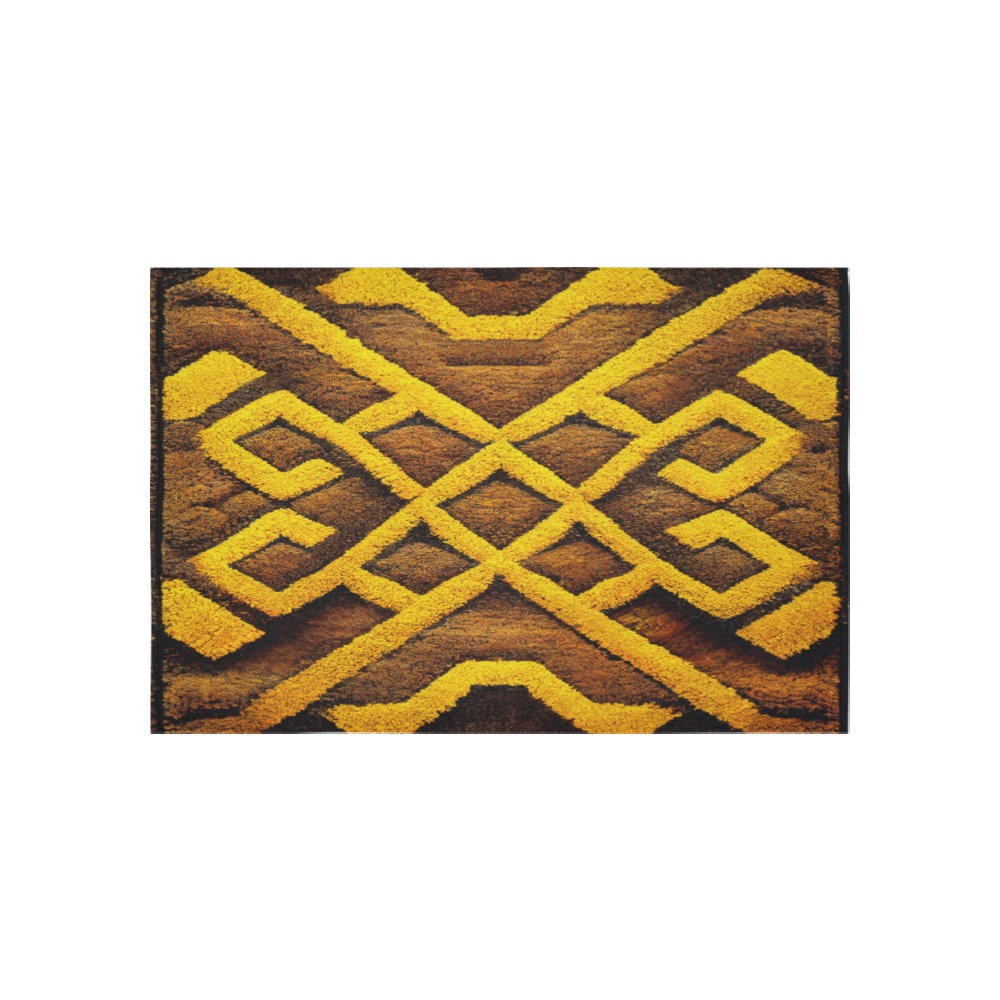 ikat style, yellow and brown Cotton Linen Wall Tapestry 60"x 40"