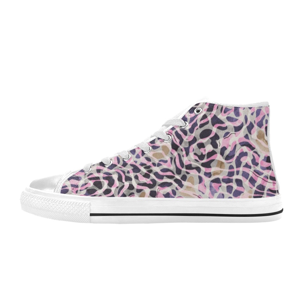 Abstract wavy animal lilac Women's Classic High Top Canvas Shoes (Model 017)