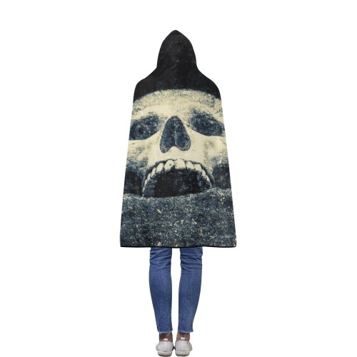 White Human Skull In A Pagan Shrine Halloween Cool Flannel Hooded Blanket 40''x50''