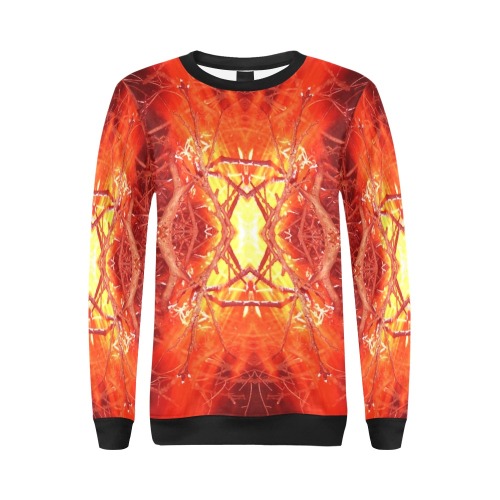 Abstract Fire All Over Print Crewneck Sweatshirt for Women (Model H18)