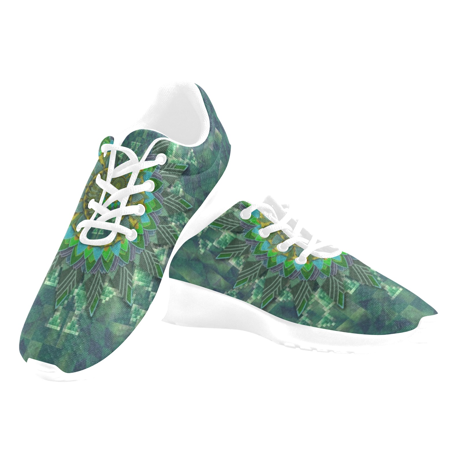 Leafy floral square stick puzzle parameterization Women's Athletic Shoes (Model 0200)