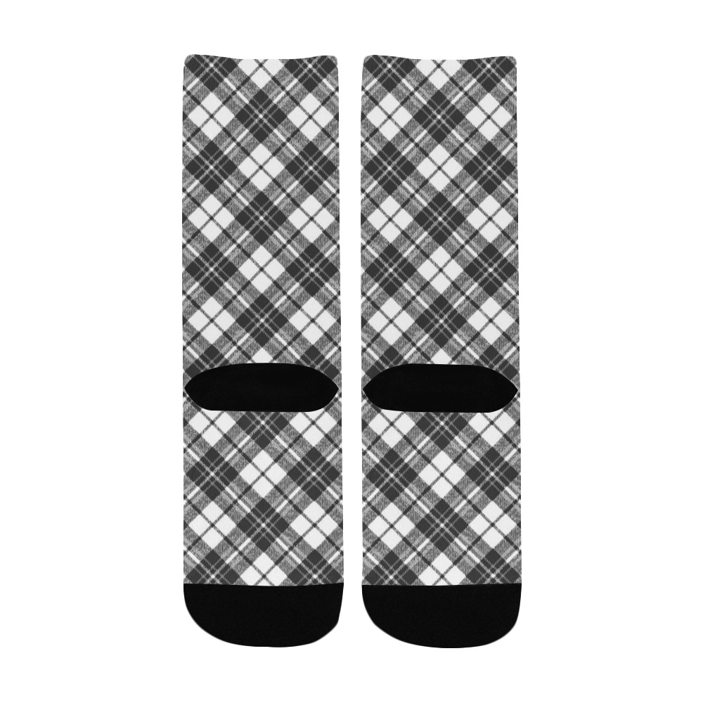Tartan black white pattern holidays Christmas xmas elegant lines geometric cool fun classic elegance Custom Socks for Kids