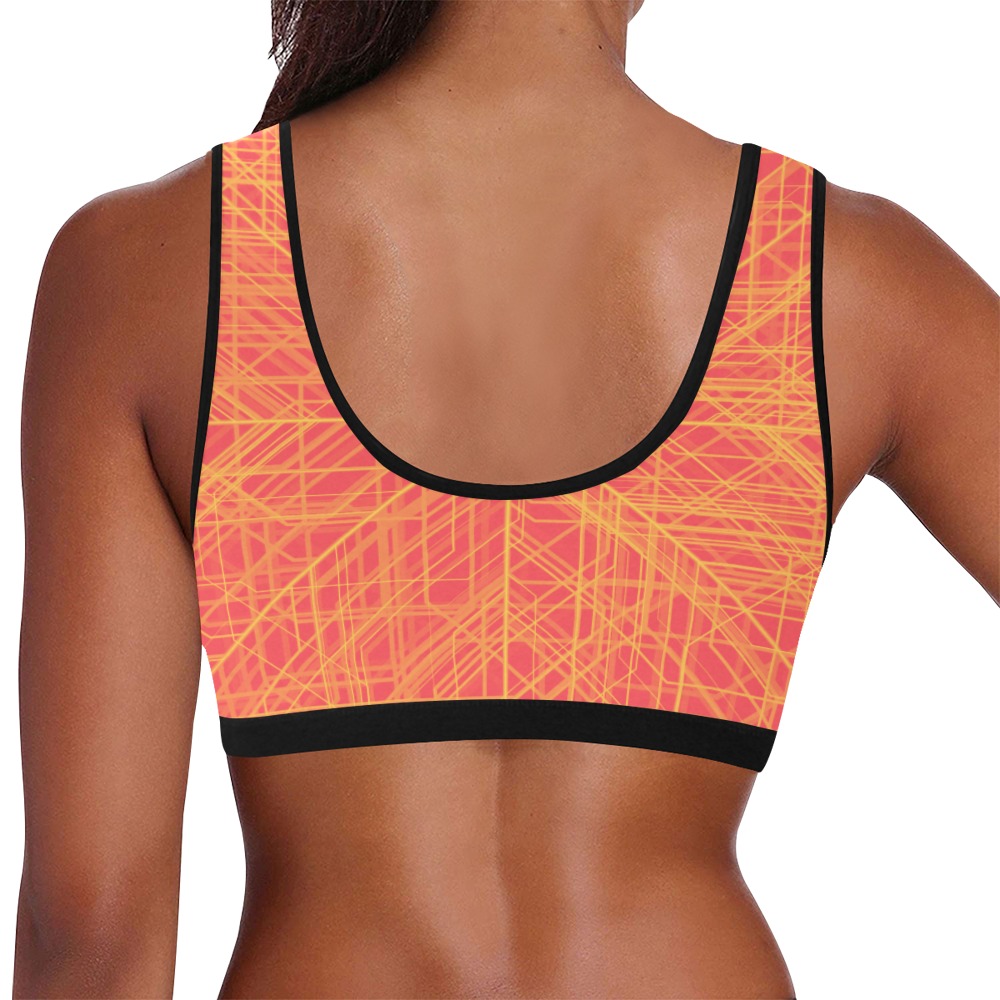 Diagonal Line Pattern (Red/Orange) Women's All Over Print Sports Bra (Model T52)