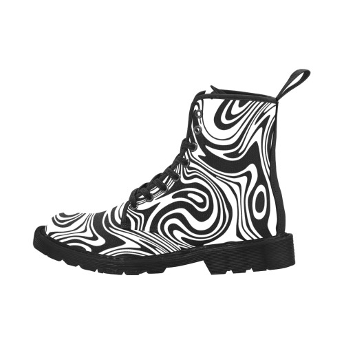 Black and White Marble Martin Boots for Women (Black) (Model 1203H)