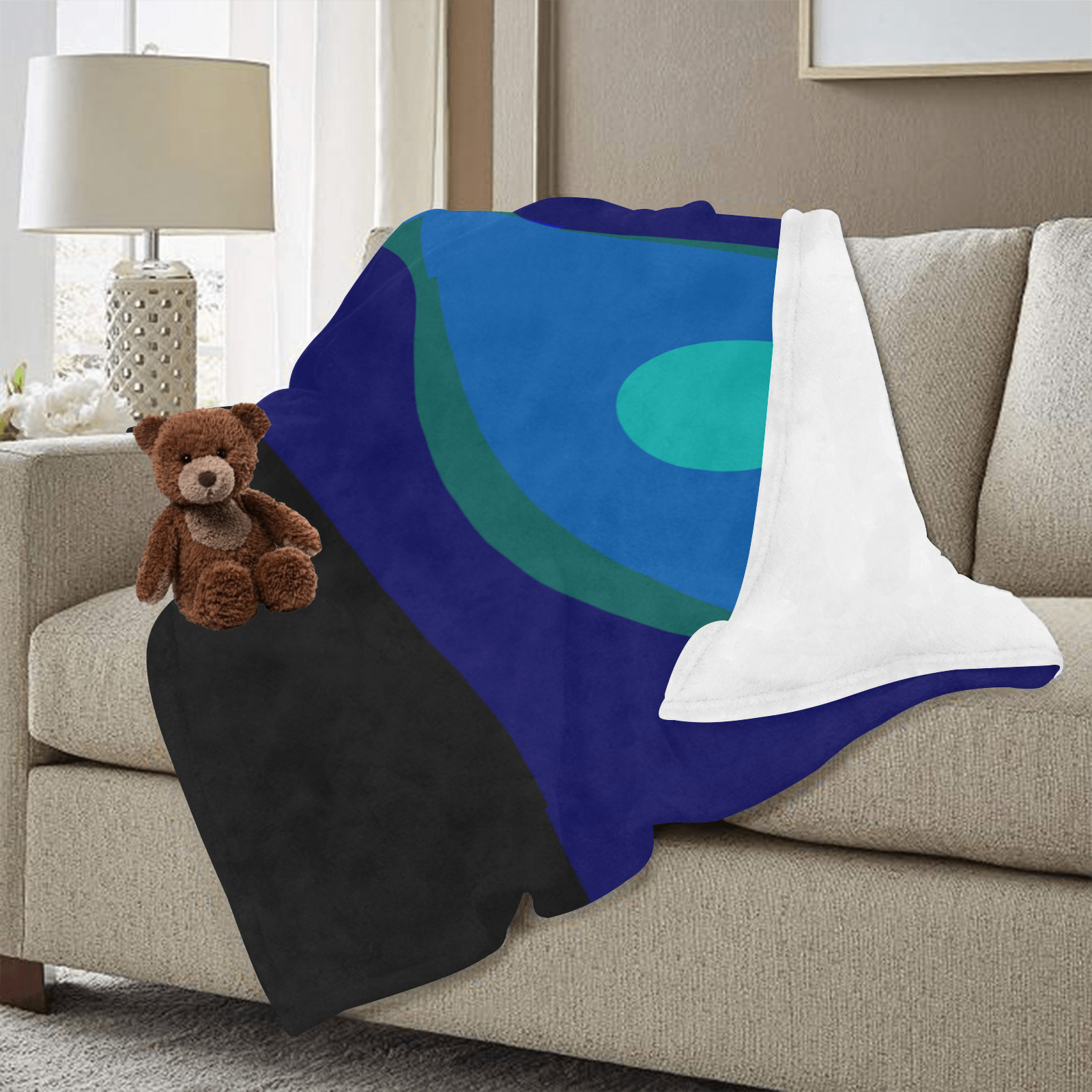 Dimensional Blue Abstract 915 Ultra-Soft Micro Fleece Blanket 60"x80" (Thick)