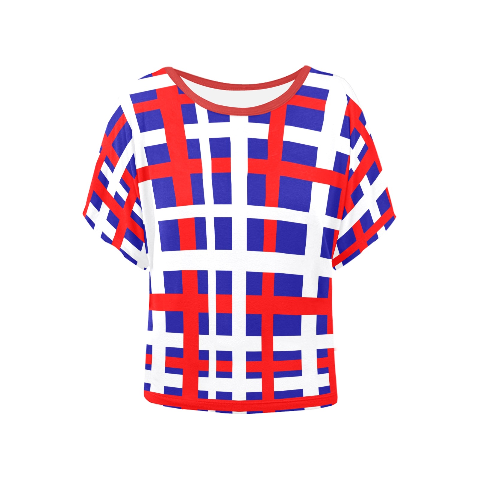 Patriotic Interlocking Stripes Women's Batwing-Sleeved Blouse T shirt (Model T44)