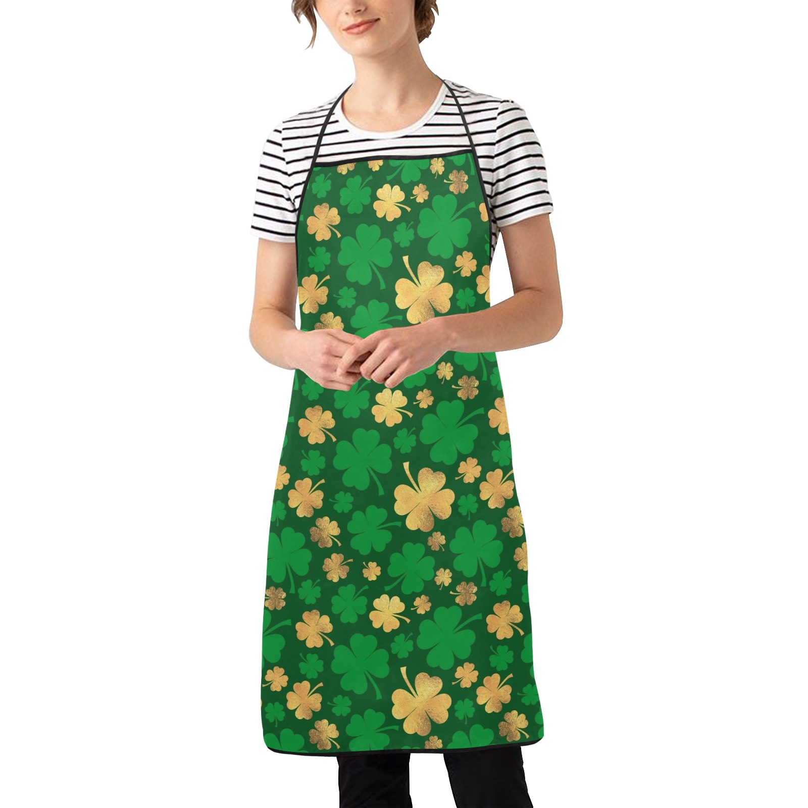 St Patrick's Day - Gold and Green (13) Women's Overlock Apron