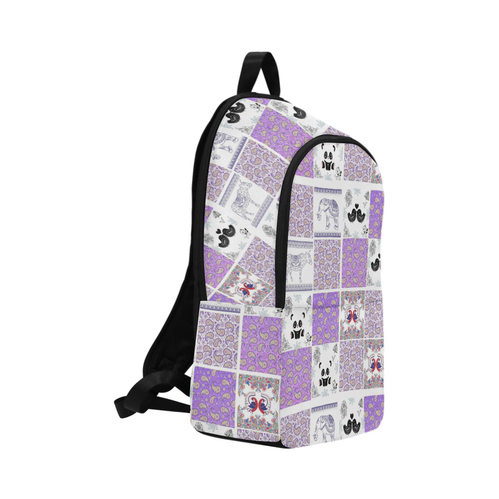 Purple Paisley Birds and Animals Patchwork Design Fabric Backpack for Adult (Model 1659)