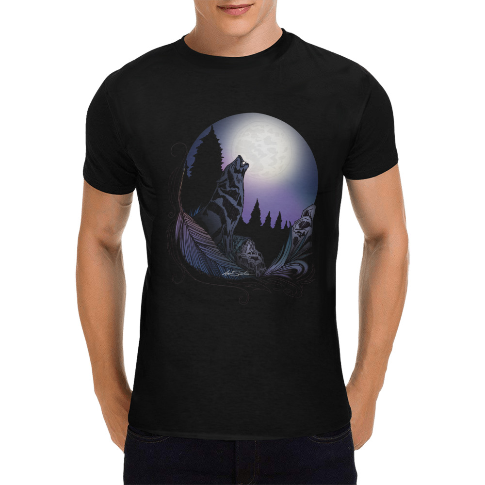 Howling Wolf Men's T-Shirt in USA Size (Front Printing Only)