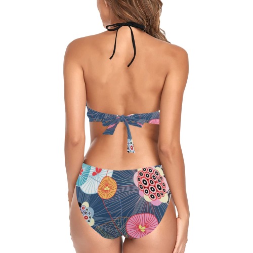 Deep V Abstract Swimsuit Women's Fringe Swimsuit (Model S32)