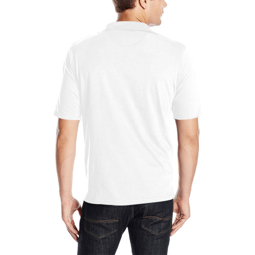 WHITE Men's All Over Print Polo Shirt (Model T55)