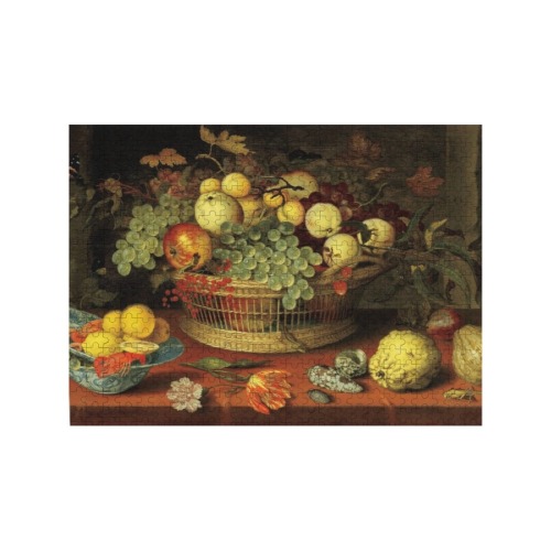 Still Life with Basket of Fruit - Balthasar van der Ast 500-Piece Wooden Photo Puzzles