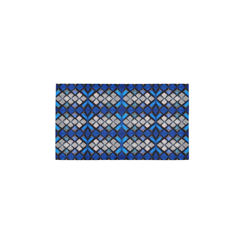 blue and silver repeating pattern Bath Rug 16''x 28''
