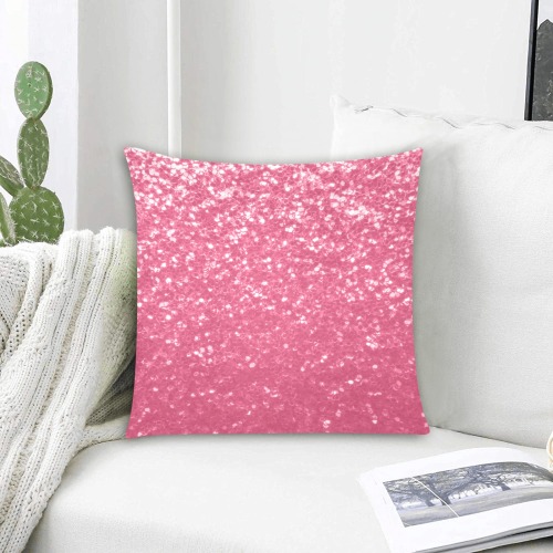 Magenta light pink red faux sparkles glitter Custom Zippered Pillow Cases 16"x16" (Two Sides)