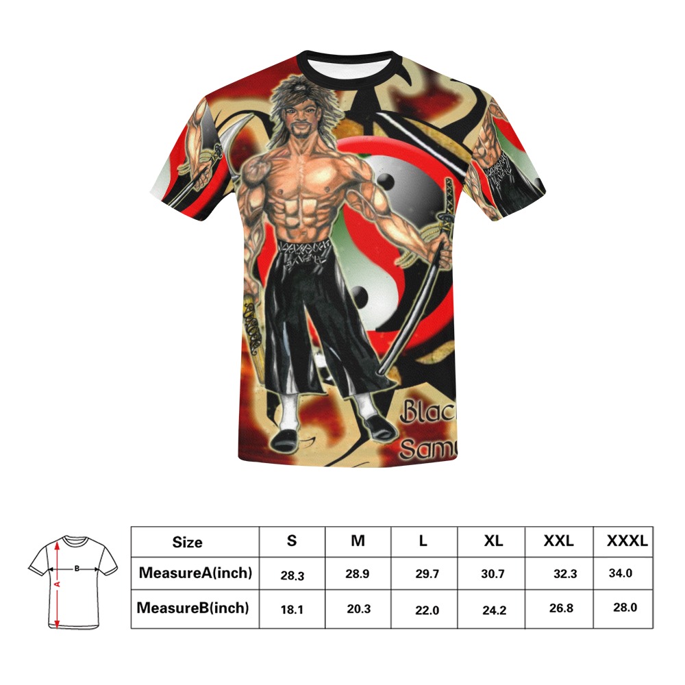 black samurai All Over Print T-Shirt for Men (USA Size) (Model T40)