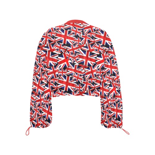 Union Jack British UK Flag Cropped Chiffon Jacket for Women (Model H30)