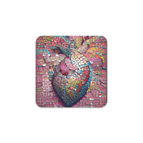 mosaic_heart_TradingCard Square Coaster