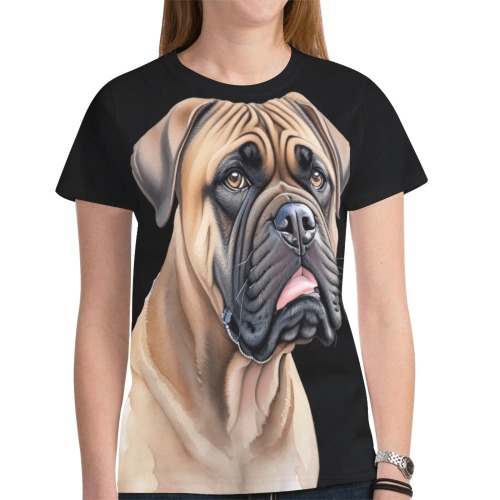 Bullmastiff New All Over Print T-shirt for Women (Model T45)