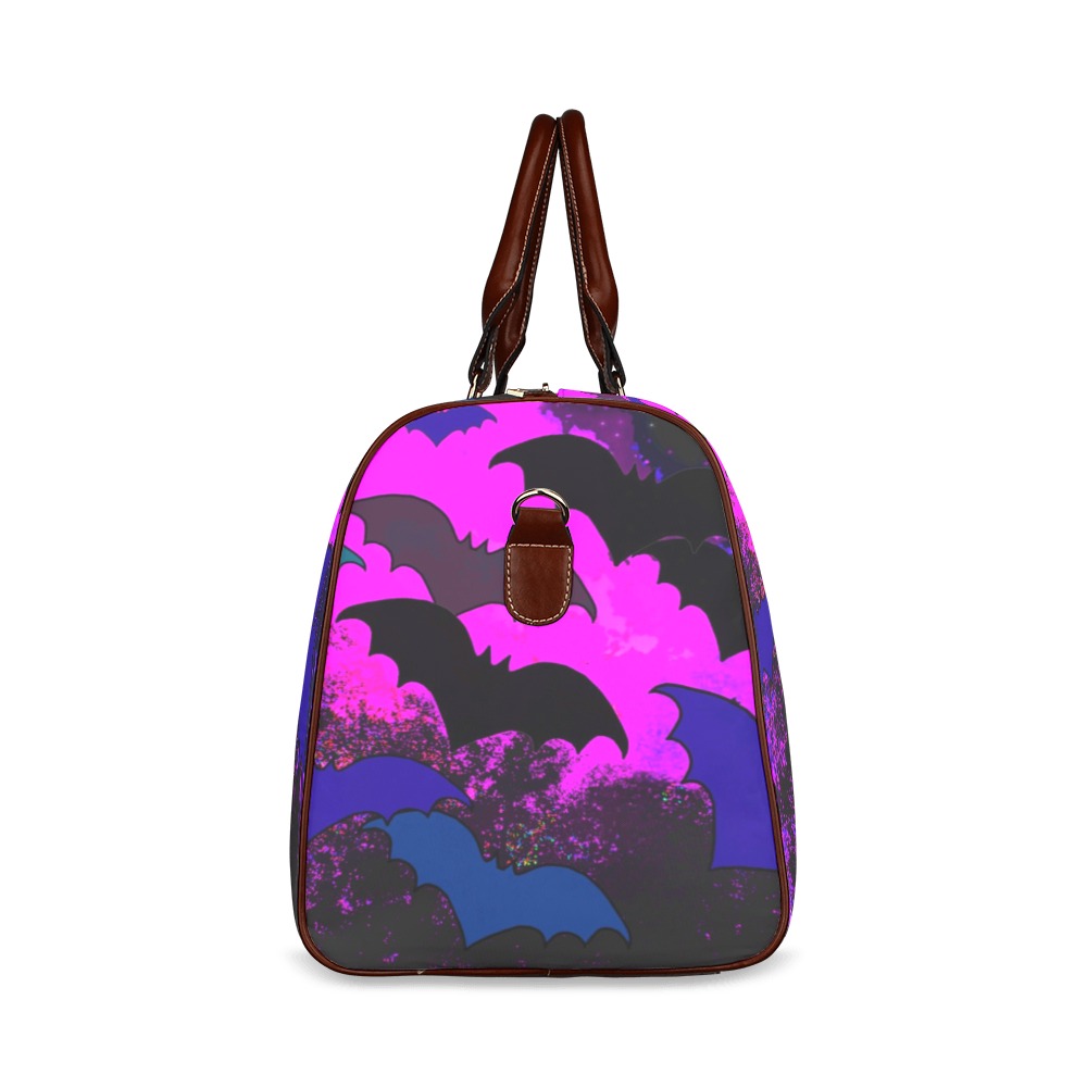 Bats In Flight Pink Waterproof Travel Bag/Small (Model 1639)