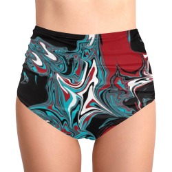 Dark Wave of Colors High-Waisted Bikini Bottom (Model S34)