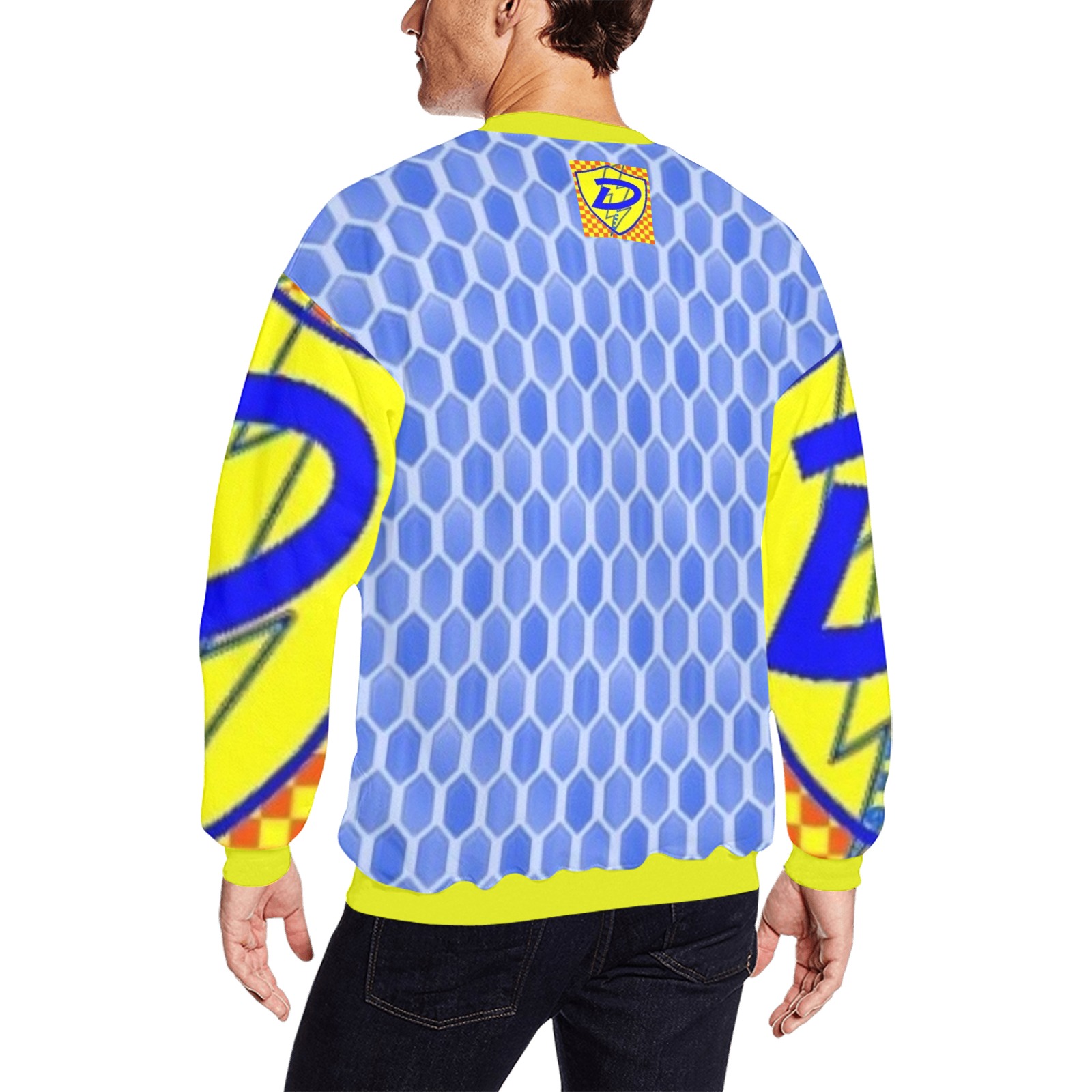 Dionio Clothing - Motorcycle Fetish Ice Diamond ( Blue ,Red & Yellow D Shield Logo ) All Over Print Crewneck Sweatshirt for Men (Model H18)