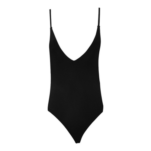 BLACK Sexy Lacing Backless One-Piece Swimsuit (Model S10)