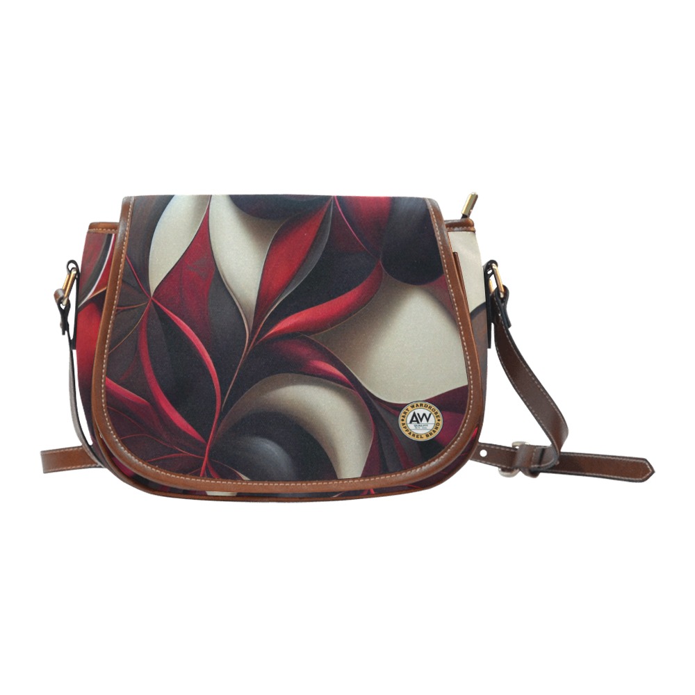 red cream and black pattern 2 Saddle Bag/Large (Model 1649)