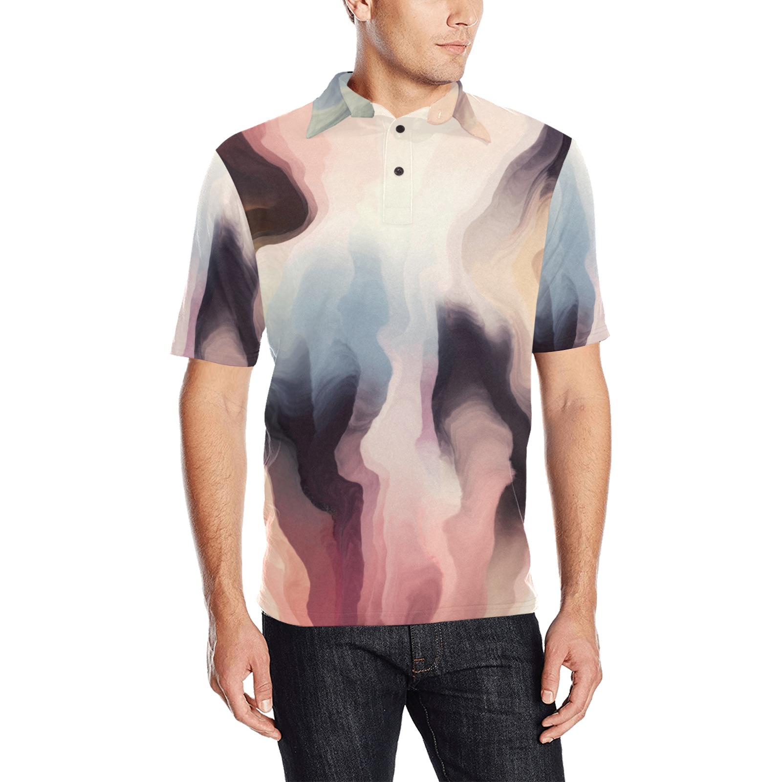 Digital liquid painting 23 Men's All Over Print Polo Shirt (Model T55)