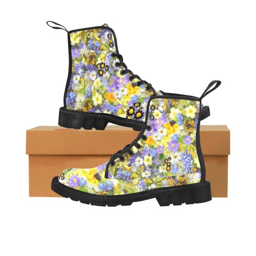 Colorful Flower, Romantic Flowers, Martin Boots for Women (Black) (Model 1203H)