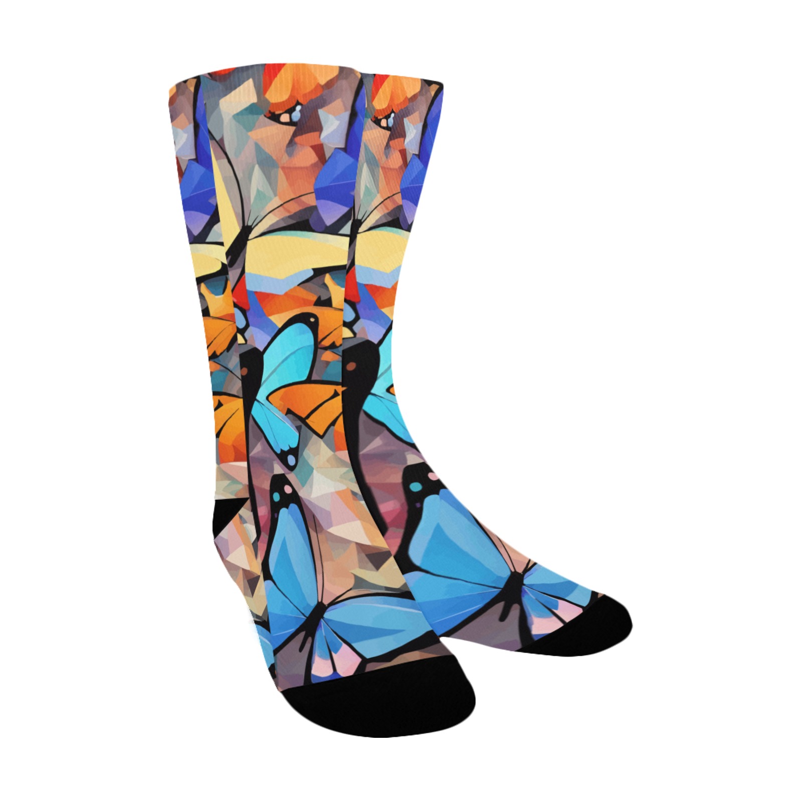 A mix of colorful butterflies. Cool positive art Custom Socks for Women