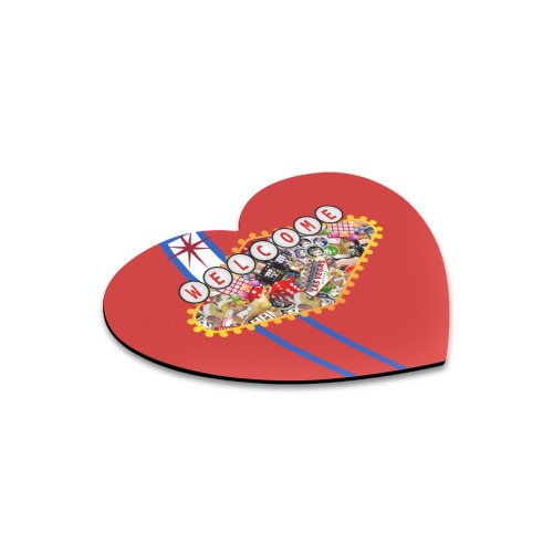 Las Vegas Icons Sign Gamblers Delight - Red Heart-shaped Mousepad