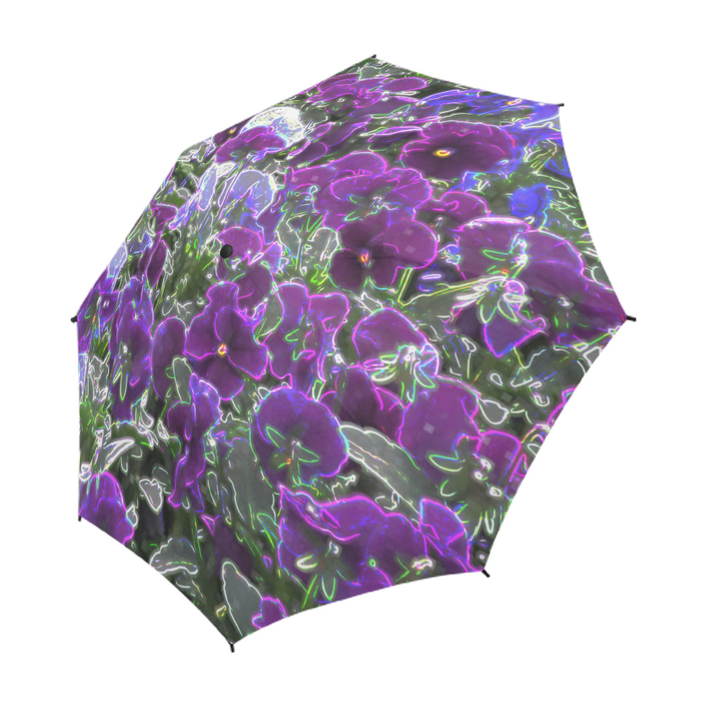 Field Of Purple Flowers 8420 Semi-Automatic Foldable Umbrella (Model U05)