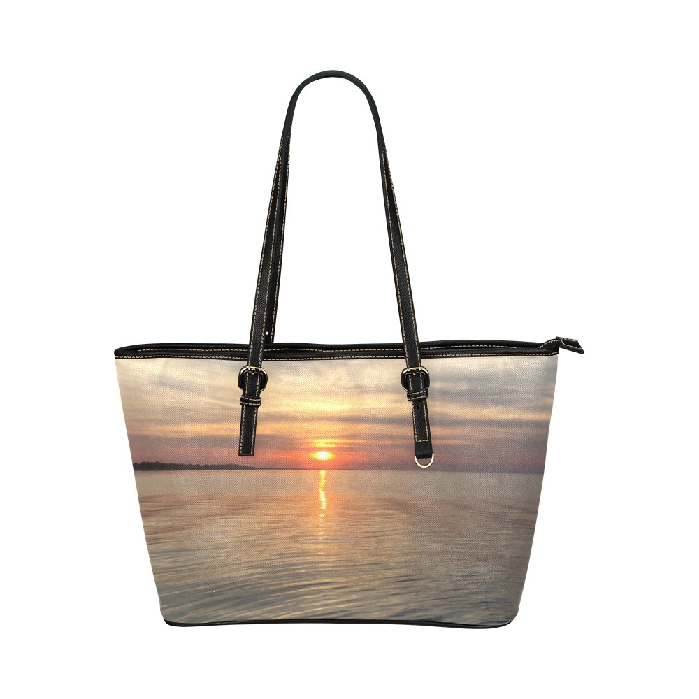 Early Sunset Leather Tote Bag/Small (Model 1651)