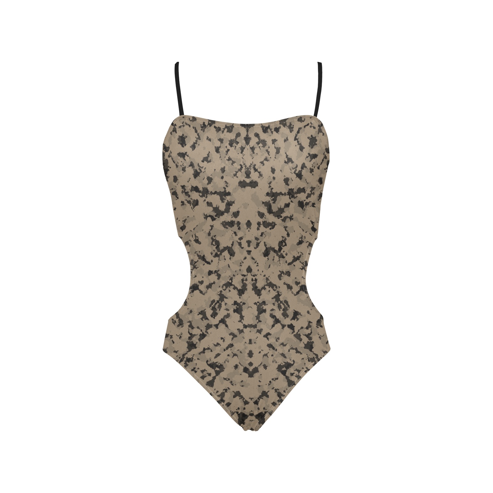 Tan 686 Spaghetti Strap Cut Out Sides Swimsuit (Model S28)