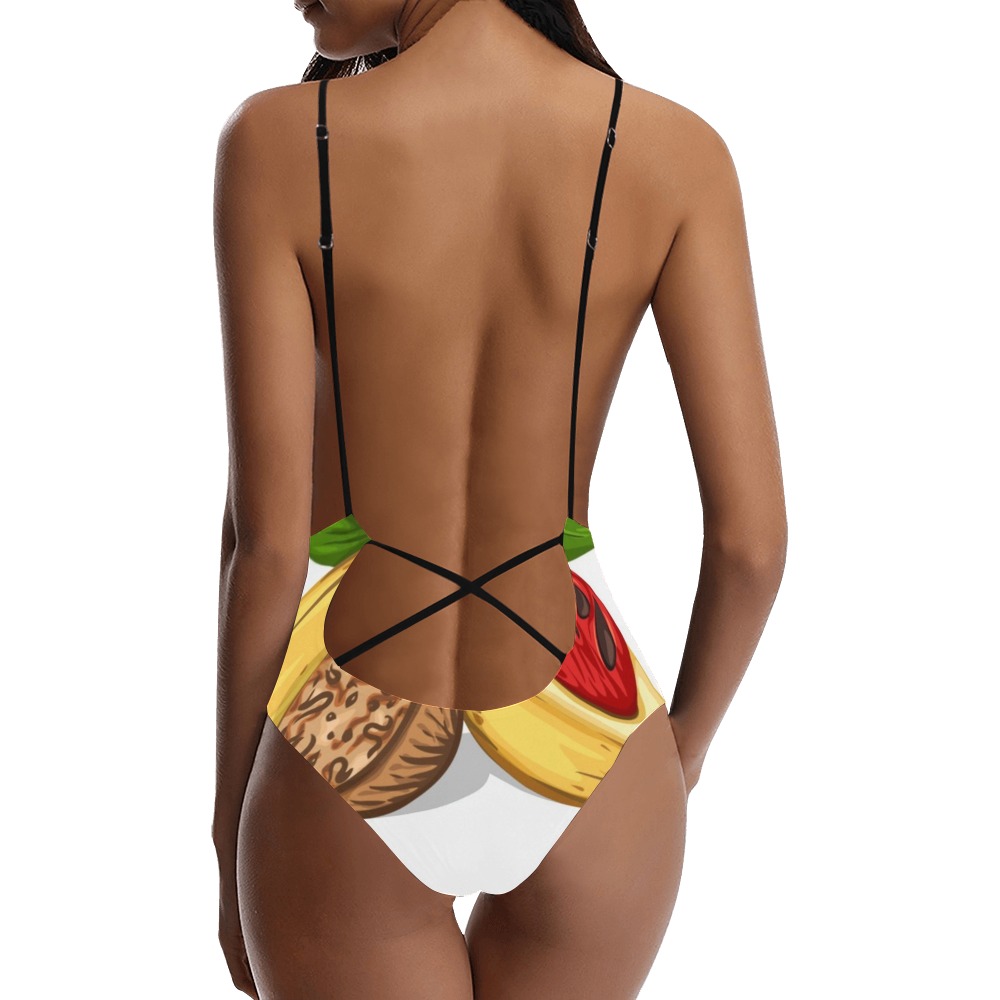 Nutmeg art 2022 Sexy Lacing Backless One-Piece Swimsuit (Model S10)