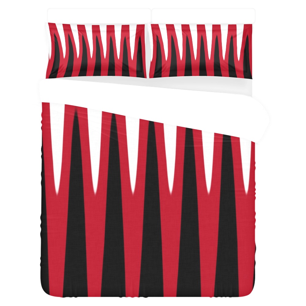 Wave Design Red 3-Piece Bedding Set