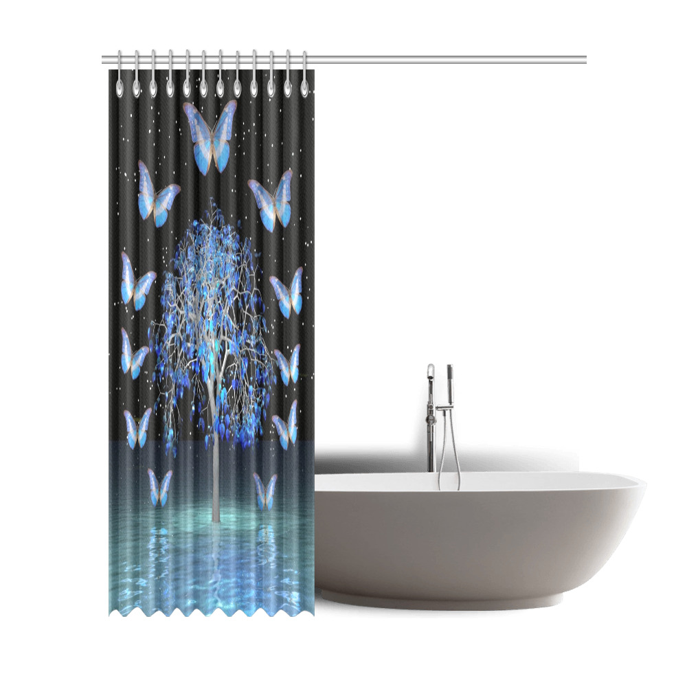 Butterfly Crystal Tree Shower Curtain 72"x84"