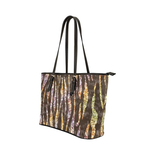 Rainbow Zebra Leather Tote Bag/Large (Model 1651)