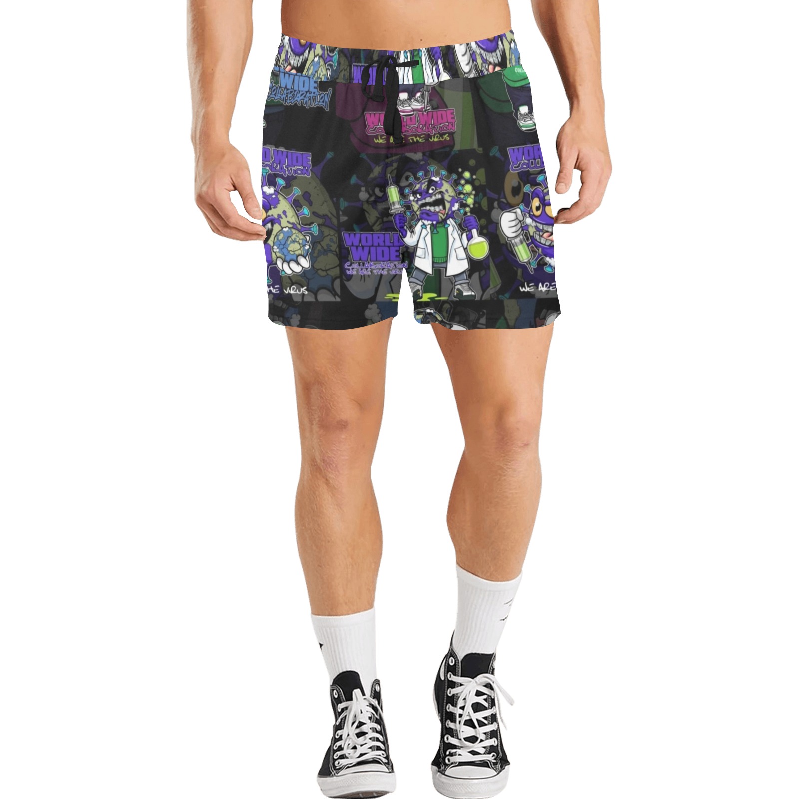 wwcfam Men's Mid-Length Casual Shorts (Model L50)