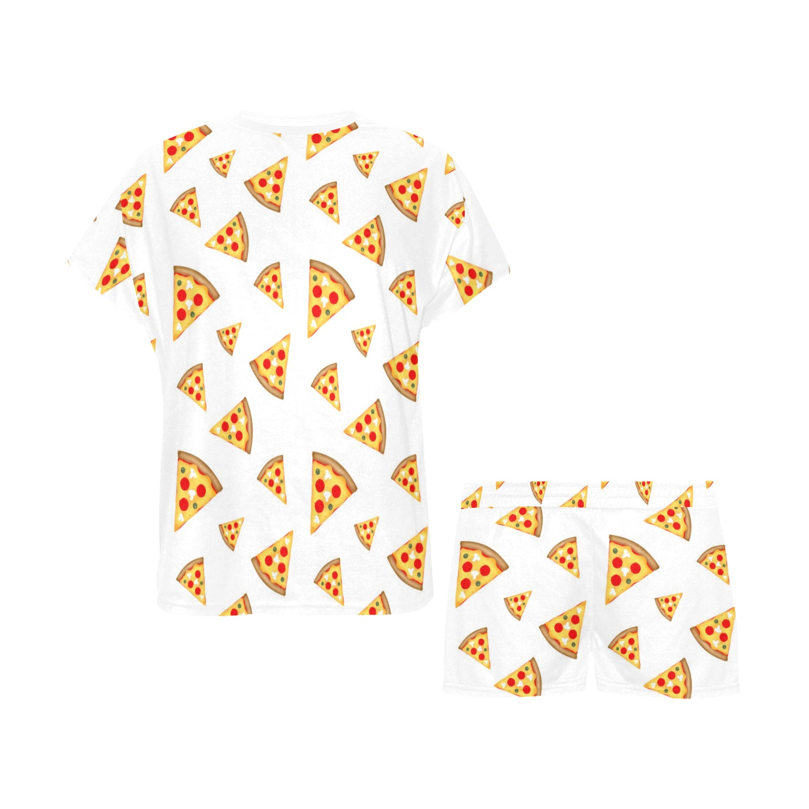 Cool and fun pizza slices pattern on white Women's Short Pajama Set