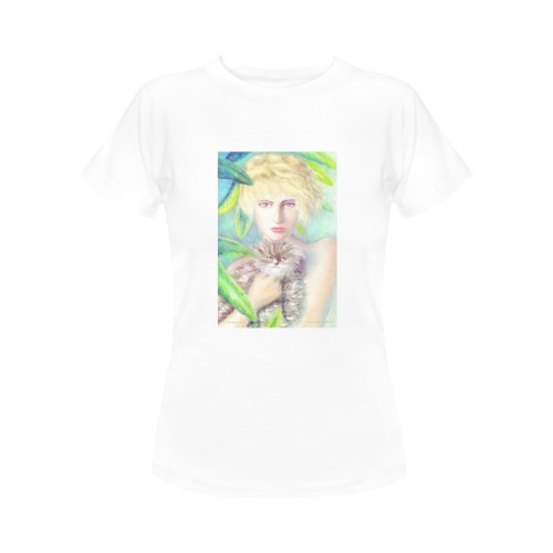 Girl with a cat Women's T-Shirt in USA Size (Front Printing Only)
