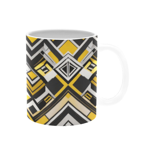 black white yellow pattern White Mug(11OZ)