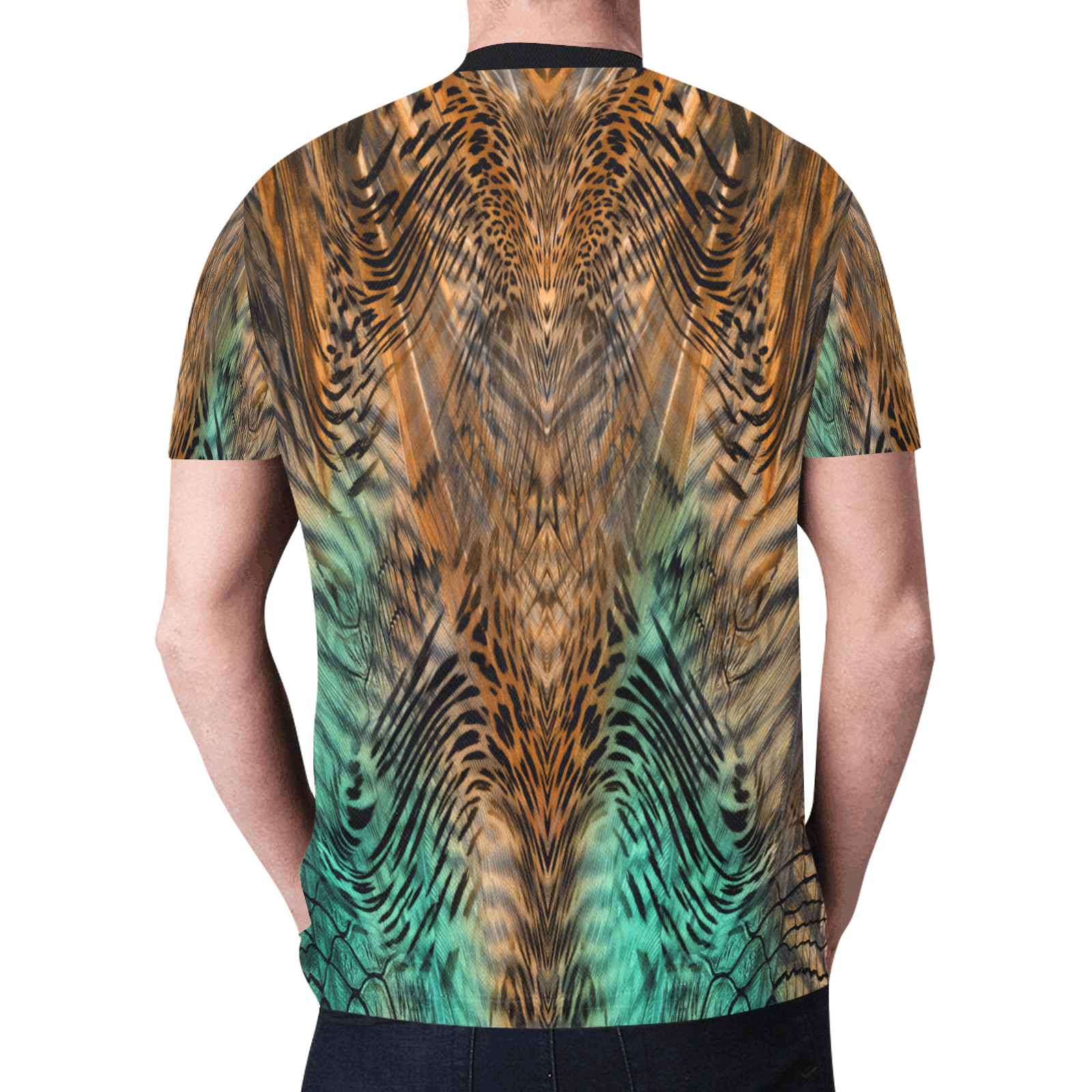 Jungle Animal print Green and Gold tones New All Over Print T-shirt for Men (Model T45)