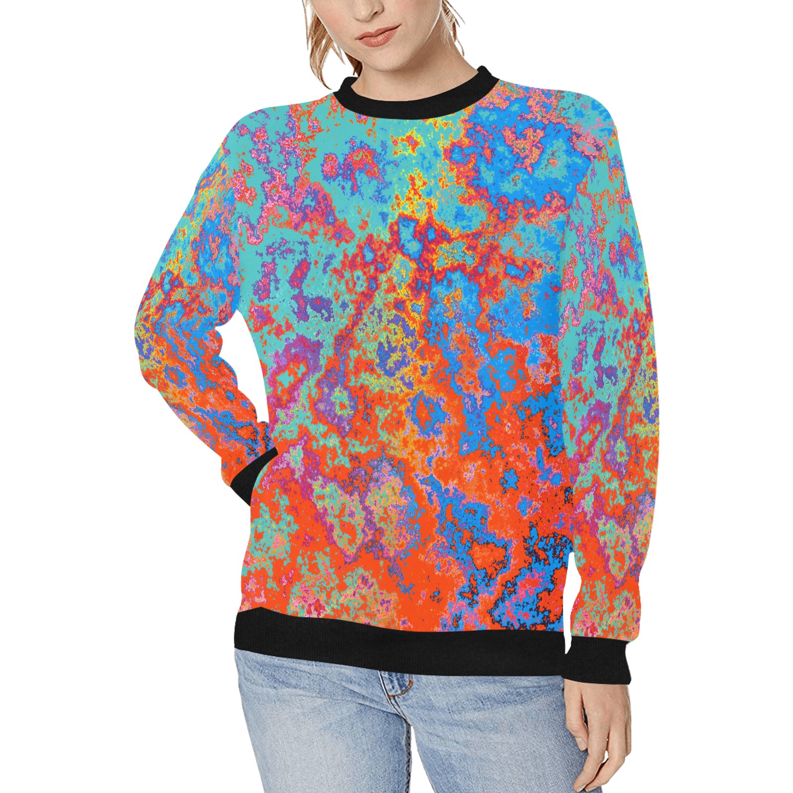 Sweatshirt #30 Women's Rib Cuff Crew Neck Sweatshirt (Model H34)