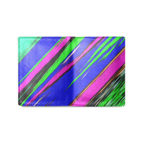 Diagonal Green Blue Purple And Black Abstract Art Men's Leather Wallet (Model 1612)