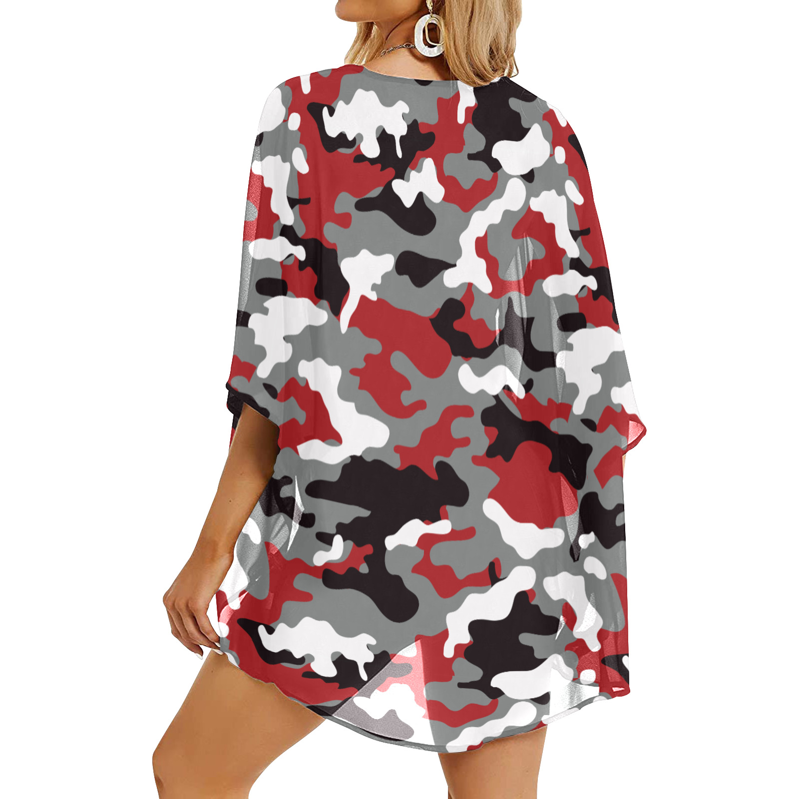 Streetwear Fashion Military Modern Army Camouflage Women's Kimono Chiffon Cover Ups (Model H51)