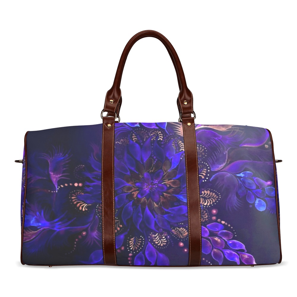 flower watercolor blue Waterproof Travel Bag/Large (Model 1639)