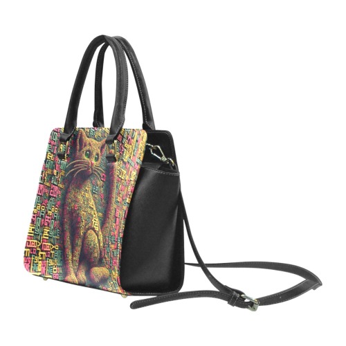 3D cat Rivet Shoulder Handbag (Model 1645)